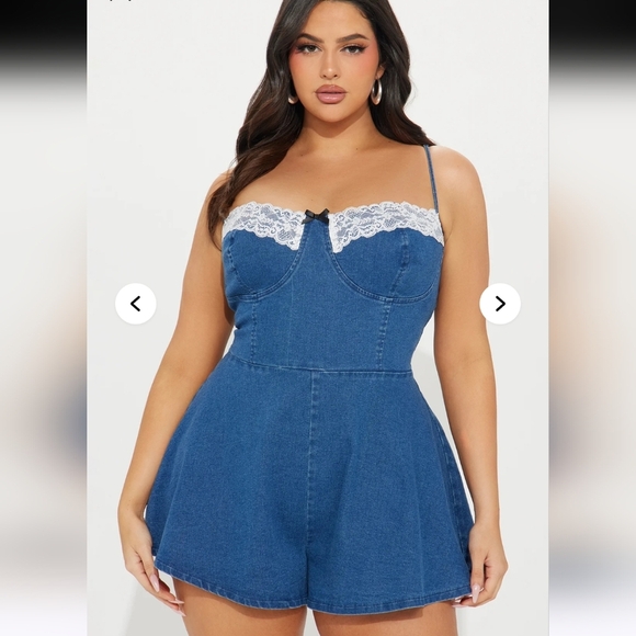 Nwot Fashion Nova 3x Denim Romper - Picture 1 of 5